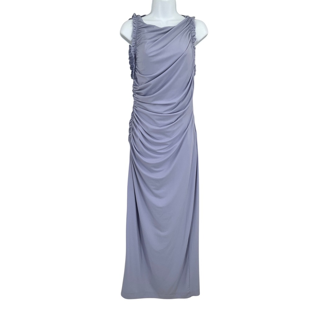Zara Maxi Dress Women Size L Lilac Ruched Ruffle Draped Elegant‎ Cocktail Party